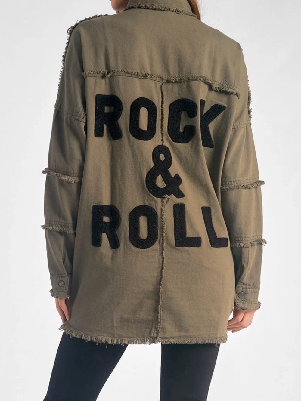Elan Olive Green 'Rock & Roll' Button-Down Overshirt